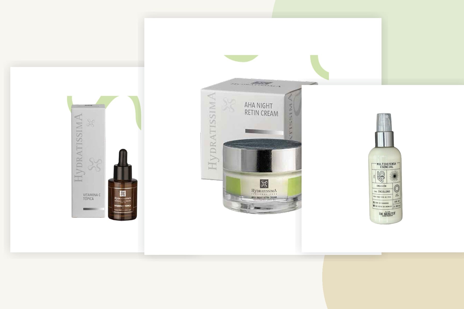 Selección de productos de cuidado facial disponibles en BellaLab